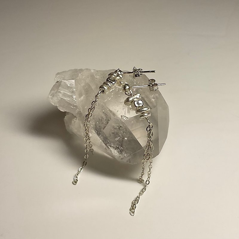 Ghost S series | Sterling silver earrings and handmade jewelry design earrings - Earrings & Clip-ons - Sterling Silver 