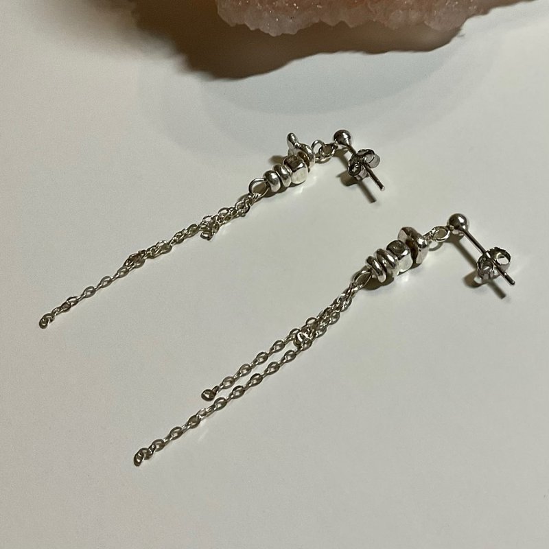 重影 | 純銀耳針 耳環 - 耳環/耳夾/耳骨夾 - 純銀 銀色