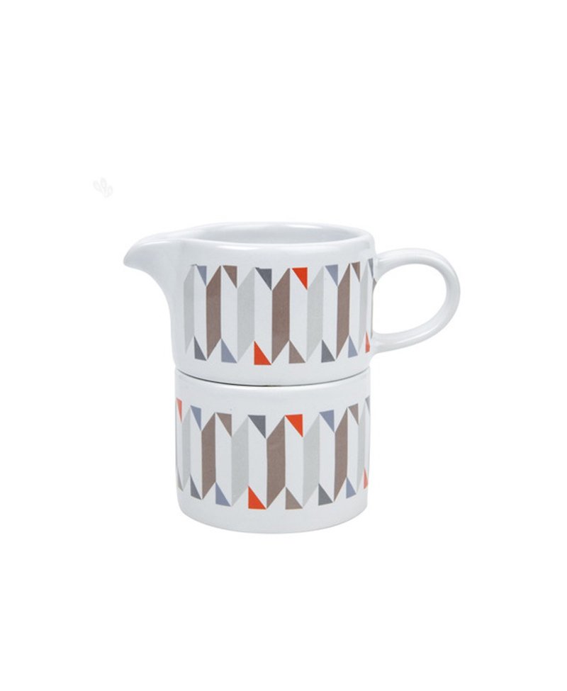 British Rayware Nordic fashion geometric color two-in-one stacking cup (tea cup/milk cup/sugar cup) - Cups - Pottery White