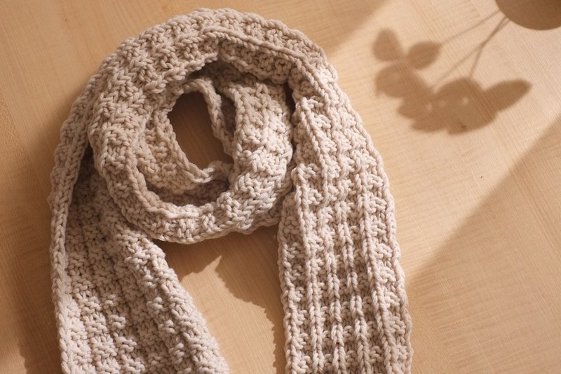 [Taipei Stick Knitting] Waffle Scarf/Wool Knitting Experience - Knitting / Felted Wool / Cloth - Cotton & Hemp 