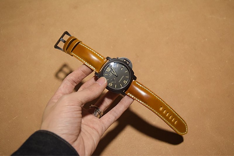 日本の新しいジュビリーコードバンアンバーフルコードバンレザーストラップのカスタマイズ - 腕時計ベルト - 革 ブラウン