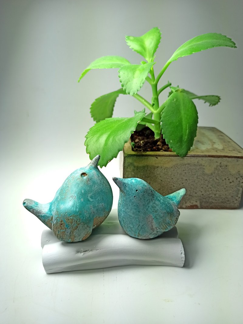 情人節禮物/麻雀擴香石(銅綠效果)-交換禮物 聖誕禮物 療癒.小鳥 - 香氛/精油/擴香 - 其他材質 咖啡色