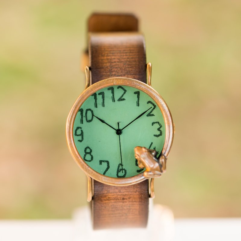 凝望池塘的青蛙款手錶L嫩草色 - 女錶 - 其他金屬 綠色