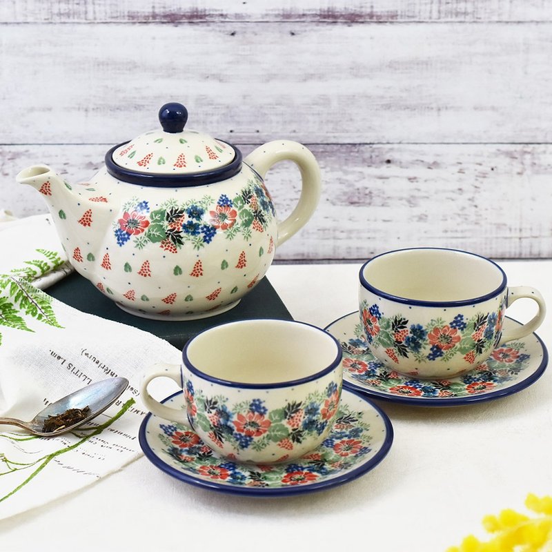 波蘭手工陶杯壺組(1壺2杯組) - 茶壺/茶杯/茶具 - 陶 
