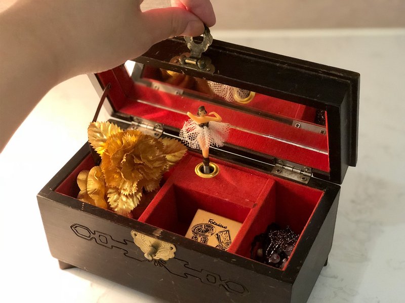芭蕾娃娃音樂盒 首飾盒 - 居家收納/收納盒/儲物盒 - 木頭 咖啡色