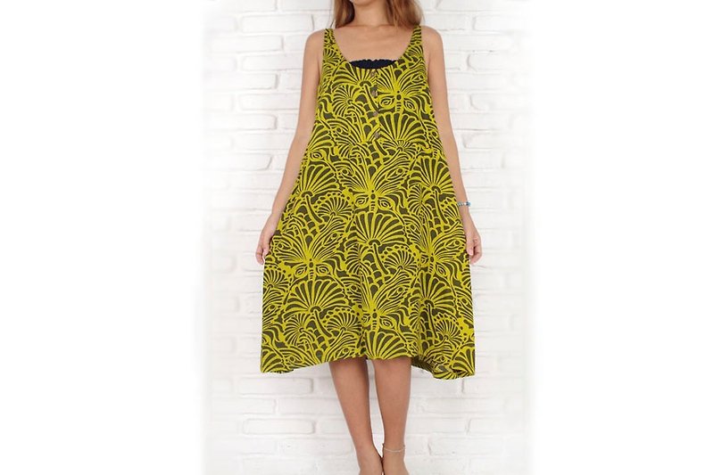 Adult cute Oriental Flower dress <yellow> - One Piece Dresses - Other Materials Yellow