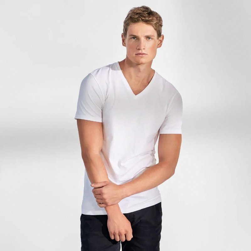 Bread & Boxers 兩件組 V-Neck 有機棉男用V領T - 白 - 男 T 恤 - 棉．麻 白色