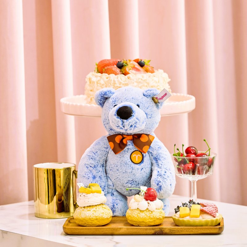 CANDY BEAR 十二星座熊系列 牡羊座 Aries 28cm 藍白色磁力雪絨熊 - 公仔/玩偶 - 聚酯纖維 藍色