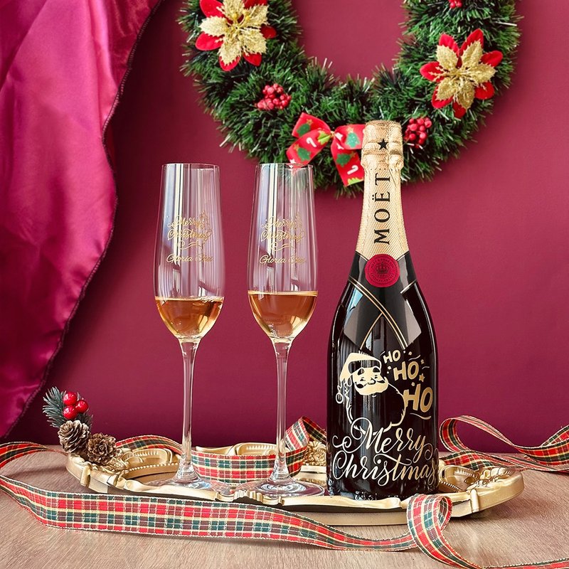 2024 Christmas [Champagne Gift Box] Moët & Chandon Champagne and Pairing Glass Set for Christmas Celebration - แก้วไวน์ - แก้ว 