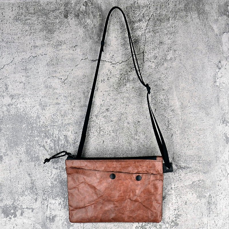 6DOTS Brown ultra-light Waterproof SACOCHE Tyvek Crossbody Bag - Messenger Bags & Sling Bags - Waterproof Material Brown