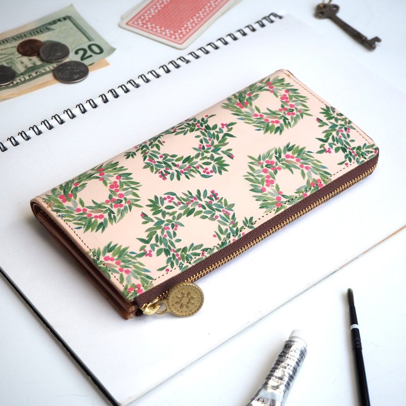 L-shaped zipper wallet / lease. ILL-1156 - กระเป๋าสตางค์ - หนังแท้ หลากหลายสี