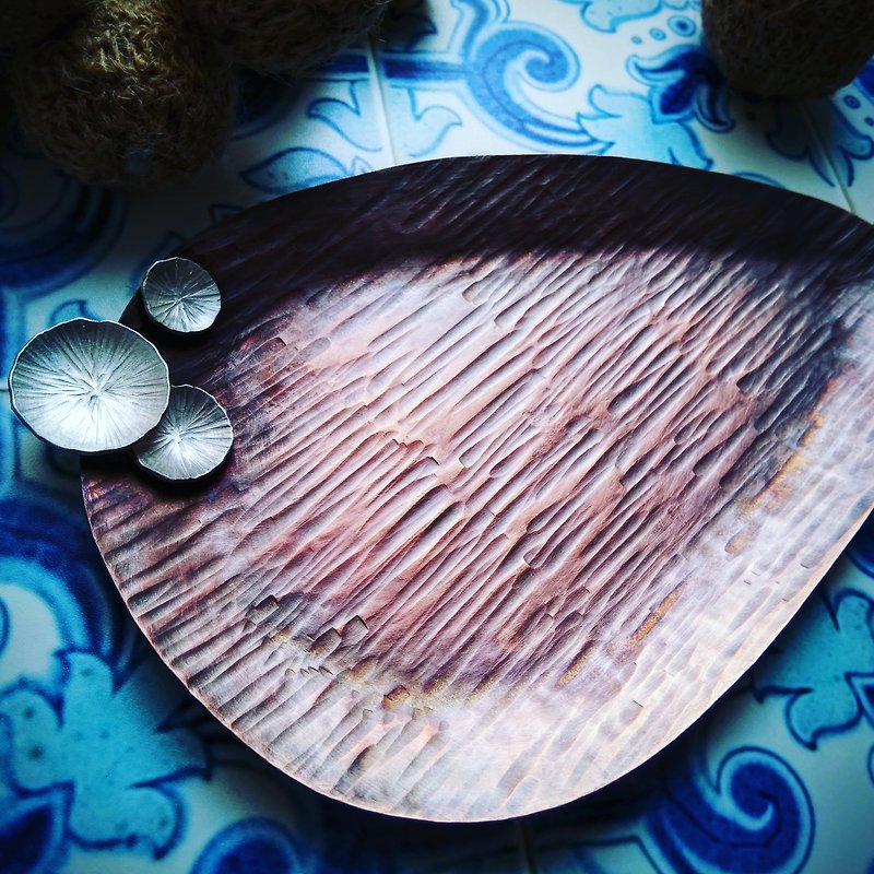 【daily. Handmade copper plate / platter - silver glimmer - Small Plates & Saucers - Copper & Brass Brown