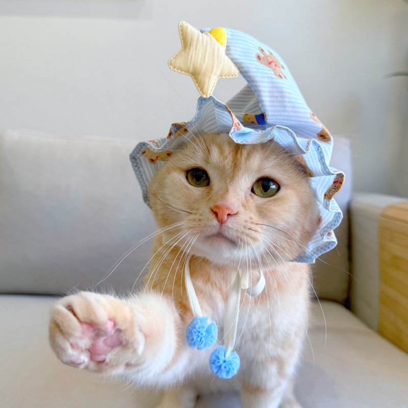 【恰氏手作】星から来たクマさんのナイトキャップ ペット用帽子 - 洋服・帽子 - コットン・麻 