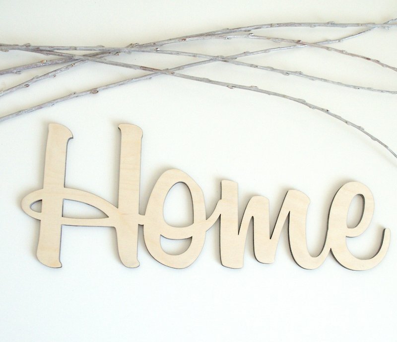 Home Wood Sign, Home Laser Cut, Home Wood Word,