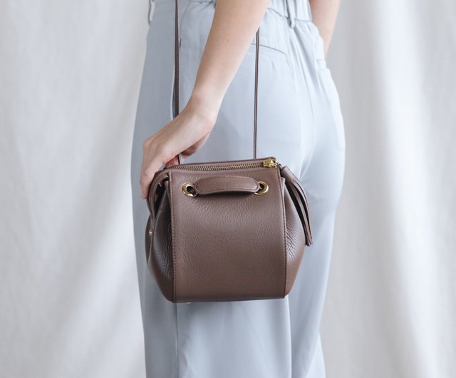 Grey soft leather online handbags