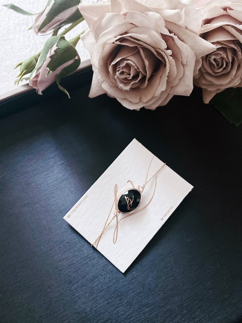 AUDREY - BLACK AGATE BRACELET - BE ONE JEWELLERY - Bracelets - Crystal Pink