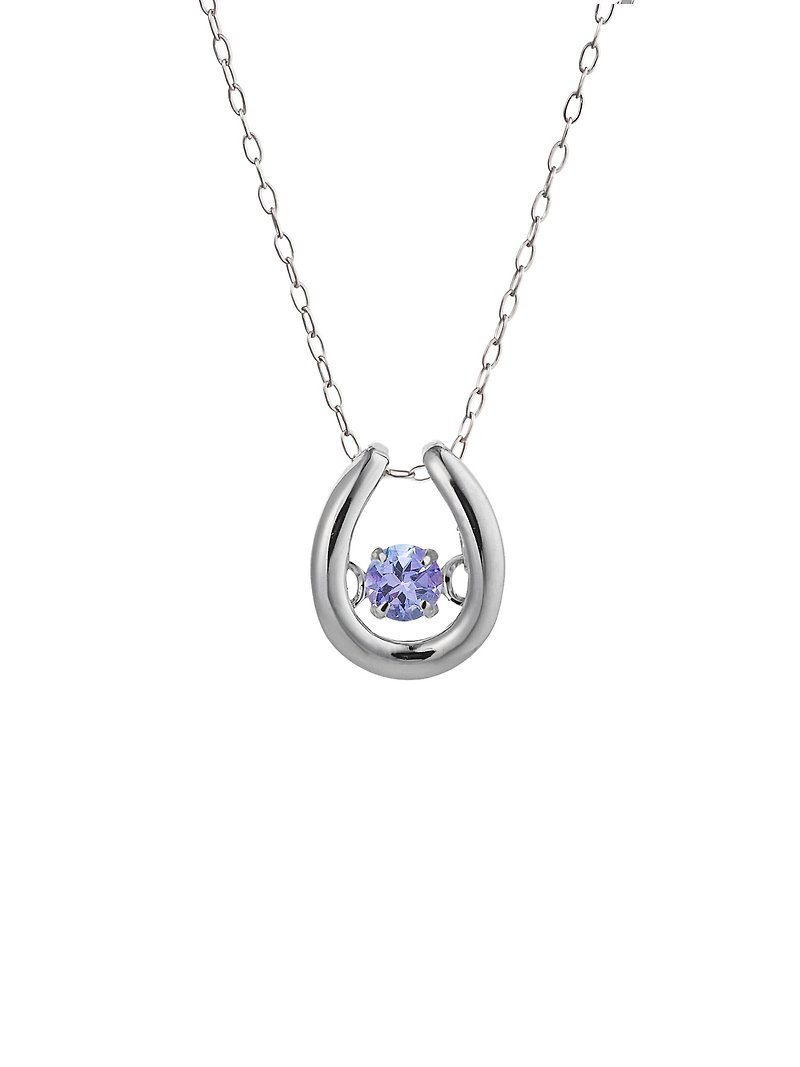 December Birthstone/Natural Tanzanite K10WG 10K White Gold Petite Necklace Dancing Stone with Certificate of Authenticity - สร้อยคอ - โลหะ สีม่วง