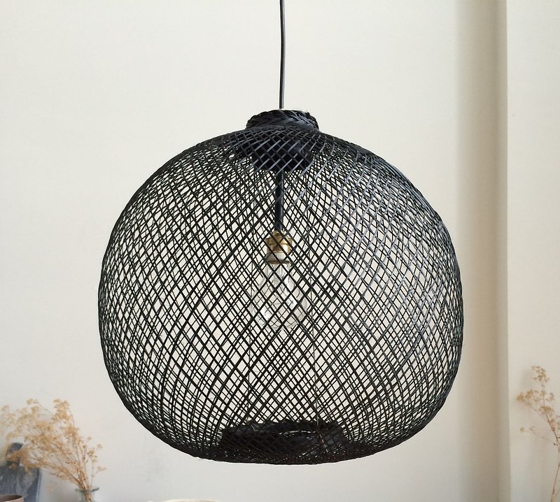 Chandelier, housewarming, pendant light, ceiling lamp, hanging light, lighting - โคมไฟ - ไม้ไผ่ สีดำ