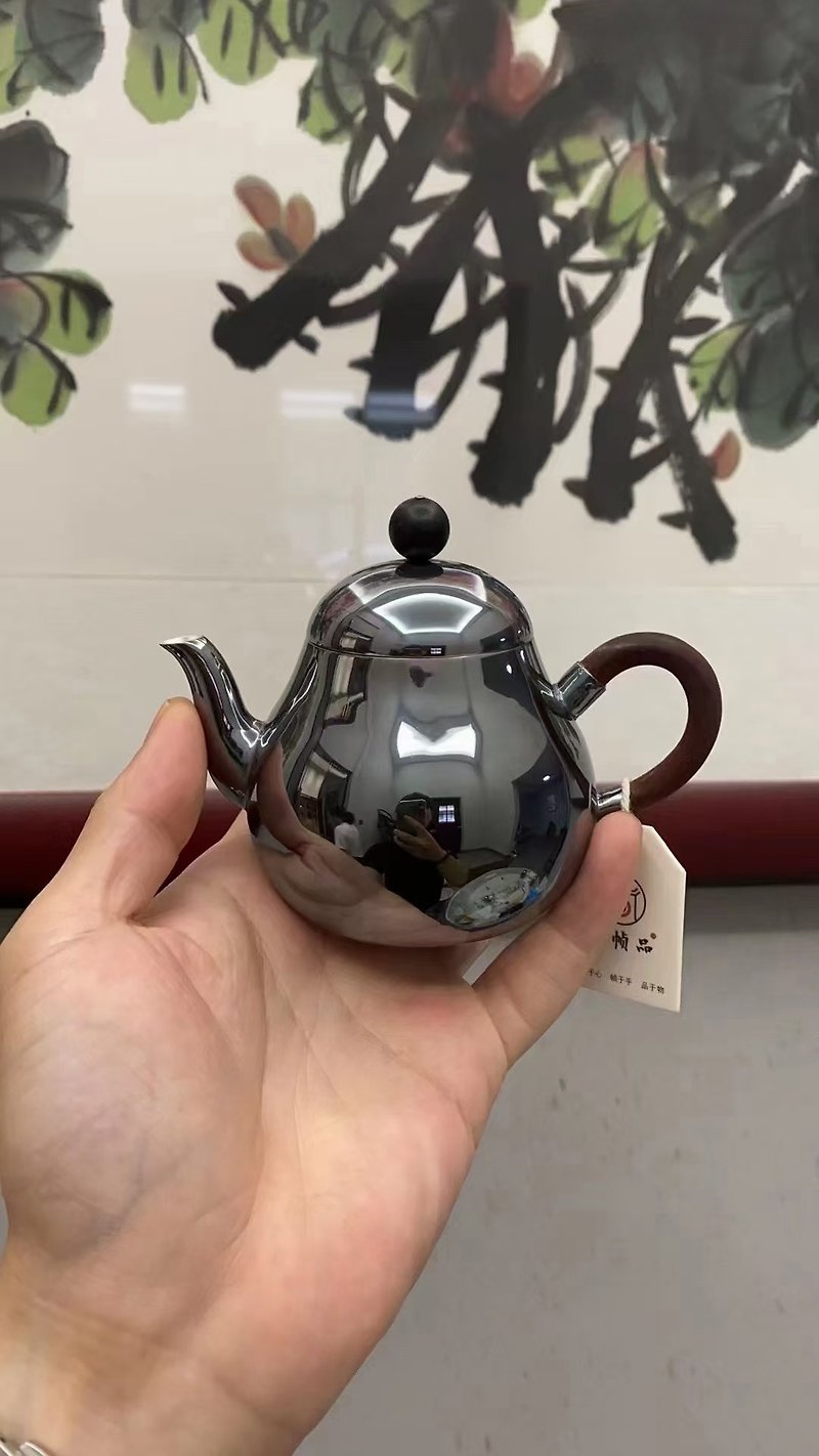 Shang frame product pear-shaped sterling Silver pot 9999 Silver urgent need handmade Silver 200cc - Teapots & Teacups - Sterling Silver 