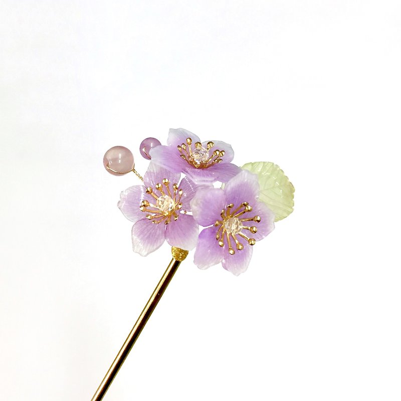 [Ruosang] Spring. Ying Ji IV. Purple style. The mountain cherry hairpin. Resin sakura hairpin. - Hair Accessories - Resin Purple