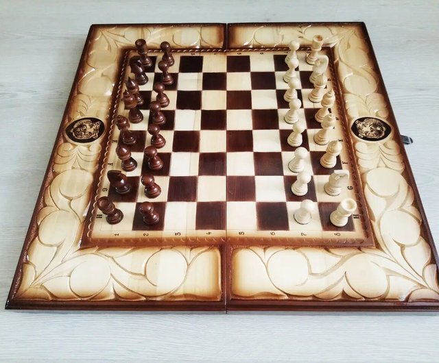 排他的な手作りチェス バックギャモン木彫り - ショップ Chess 
