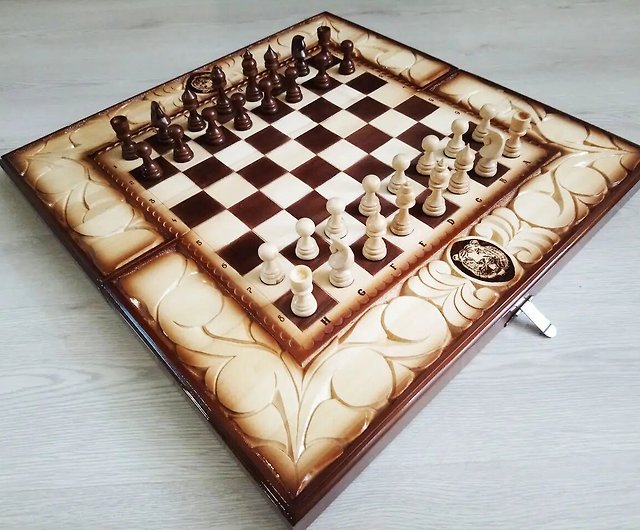 排他的な手作りチェス バックギャモン木彫り - ショップ Chess