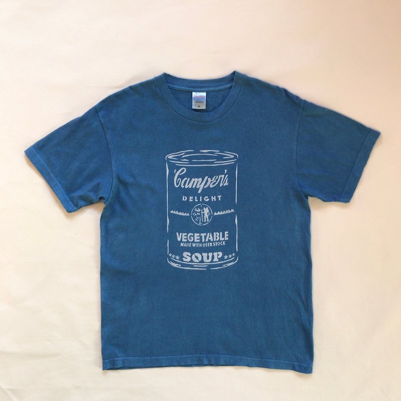 日本製 手染め CAMPER'S SOUP TEE Indigo dyed 藍染 size M JAPANBLUE - 女 T 恤 - 棉．麻 藍色