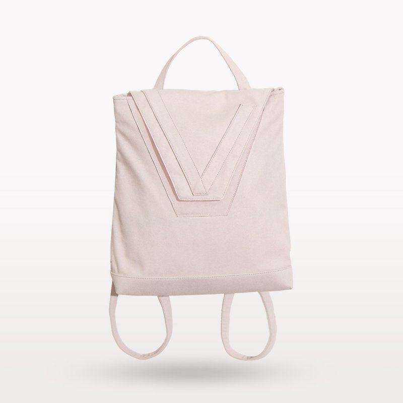 【日常系列】V backpack 兩用後背包 全粉 - 背囊/背包 - 聚酯纖維 粉紅色