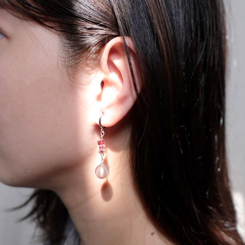 冰結珍珠。漸層 - 925純銀耳飾 - 耳環/耳夾 - 其他金屬 粉紅色