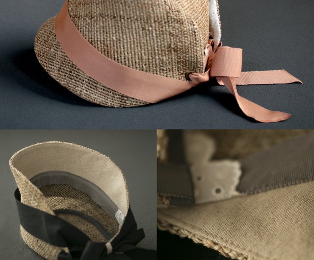 Straw Hat [Pink Beige Ribbon] Ladies - Shop kubomi Hats & Caps