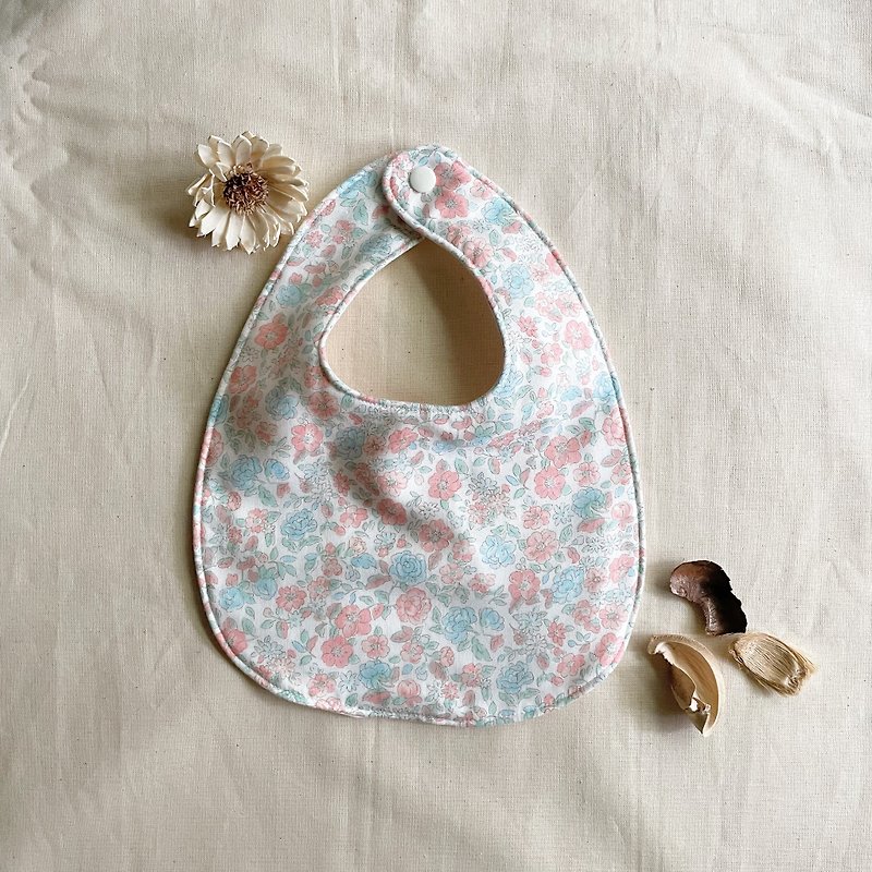 Bib, saliva towel, eightfold yarn, baby bib, texture, pink and tender flowers - Bibs - Cotton & Hemp Pink