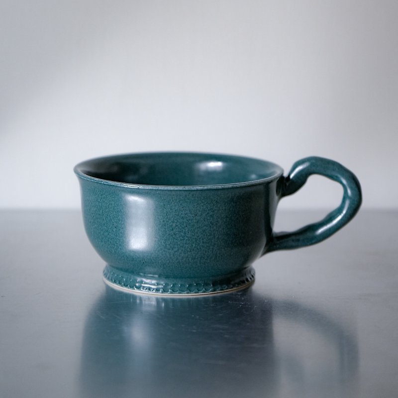 Ceramic Coffee Cup Tea Cup Midorima Ceramic Tea Cup - จานและถาด - ดินเผา สีเขียว