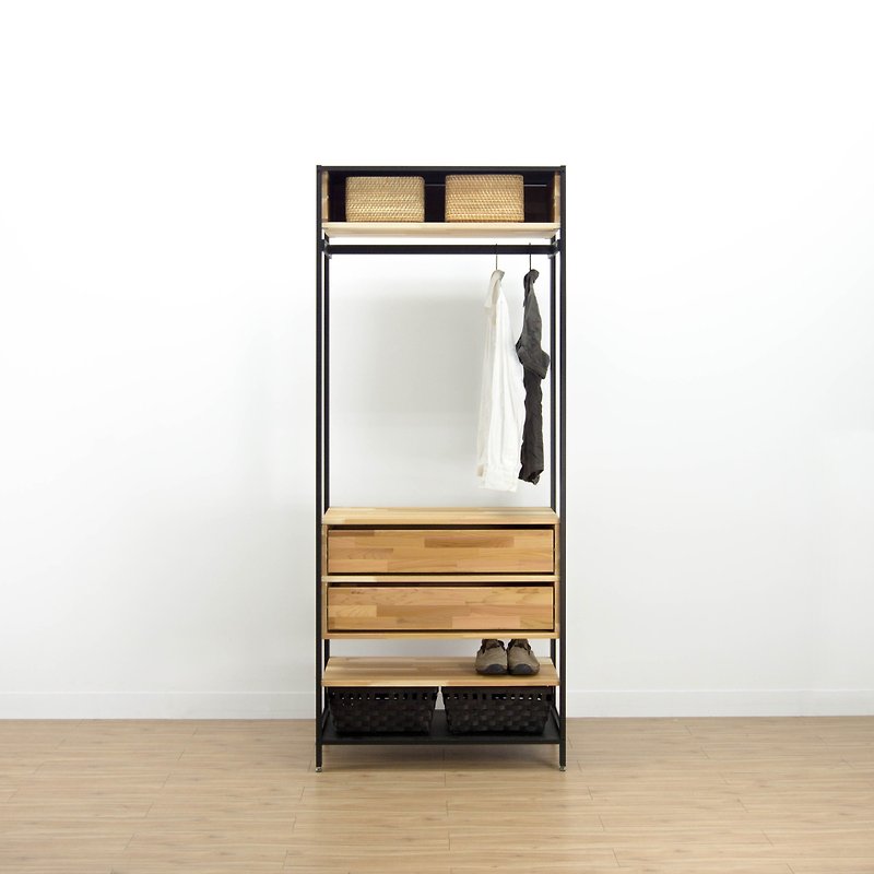 Creesor-Shido 40 Industrial Style Wardrobe - Wardrobes & Shoe Cabinets - Other Metals Black