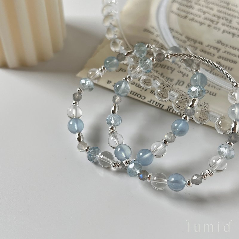 Aquamarine Topaz Stone/Natural Crystal Bracelet March Birthstone Natural Stone Bracelet - Bracelets - Crystal Blue