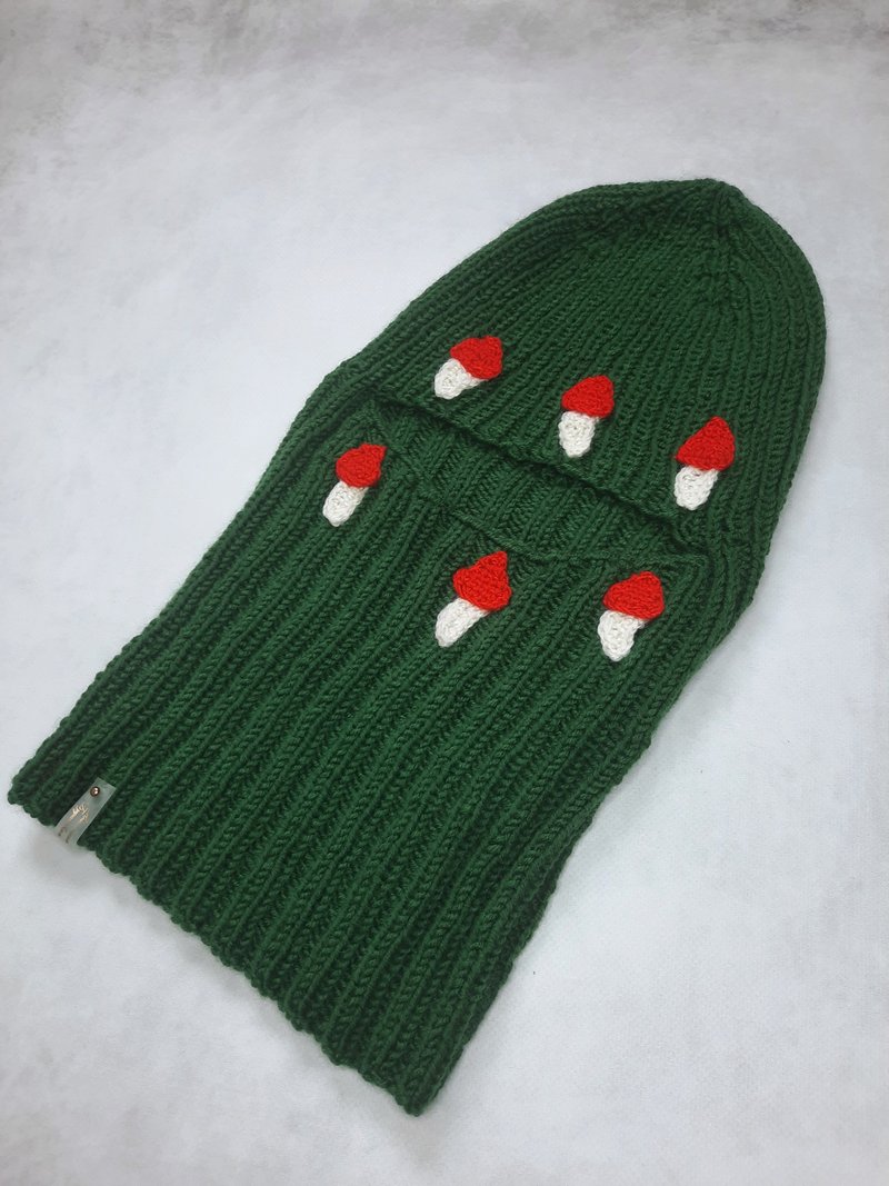 Balaclava knit , mushroom balaclava, winter hat , mushroom gift , handmade gift - 帽 - 羊毛 