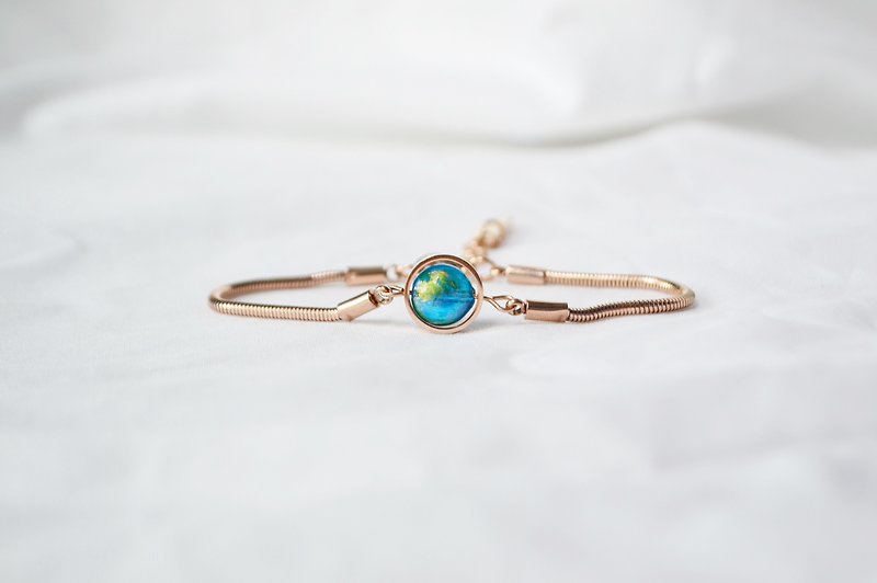 earth bracelet Rose gold - สร้อยข้อมือ - สแตนเลส สีทอง