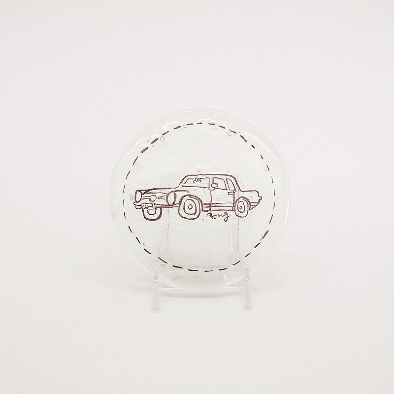 Highlight Also Come - Vintage Car Glass Coasters - ที่รองแก้ว - แก้ว สีนำ้ตาล