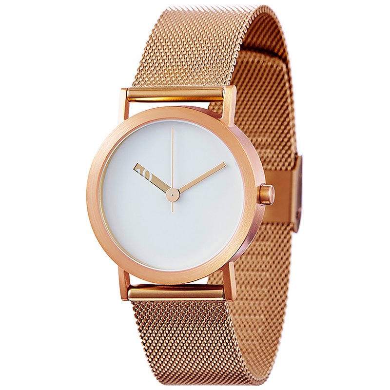 Extra Normal Time Turntable Rose Gold Frame/ Rose Gold Hands/Rose Gold Milanese Strap - Couples' Watches - Stainless Steel Gold