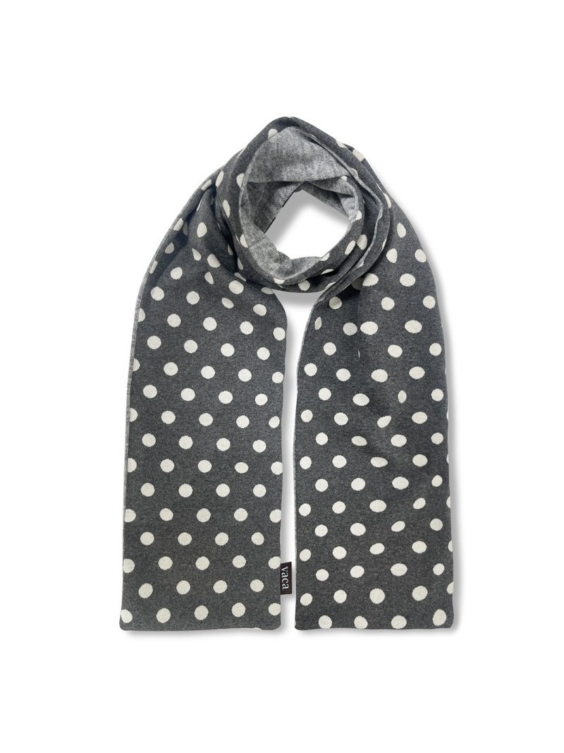 GREY DOT REVERSIBLE MUFFLER - 絲巾 - 棉．麻 灰色