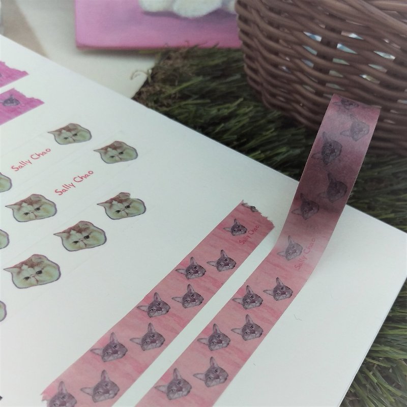 Little cat paper tape - pink - Washi Tape - Paper 