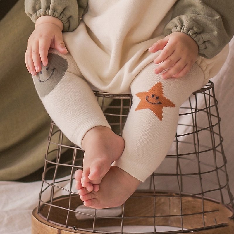Happy Prince 韓國製 Smile笑臉嬰兒內搭保暖褲襪 - 嬰兒襪子 - 棉．麻 卡其色