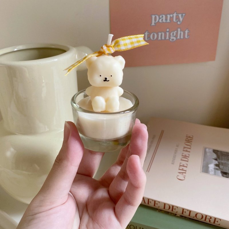 [Classic] Chubby Bear Fragrance Cup Container Candle 60g Natural Soy Wax - เทียน/เชิงเทียน - ขี้ผึ้ง 