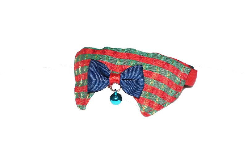 [AnnaNina] Pet collars shipped 24 hours a day, Christmas collars, cat collars S~M - Collars & Leashes - Cotton & Hemp Blue