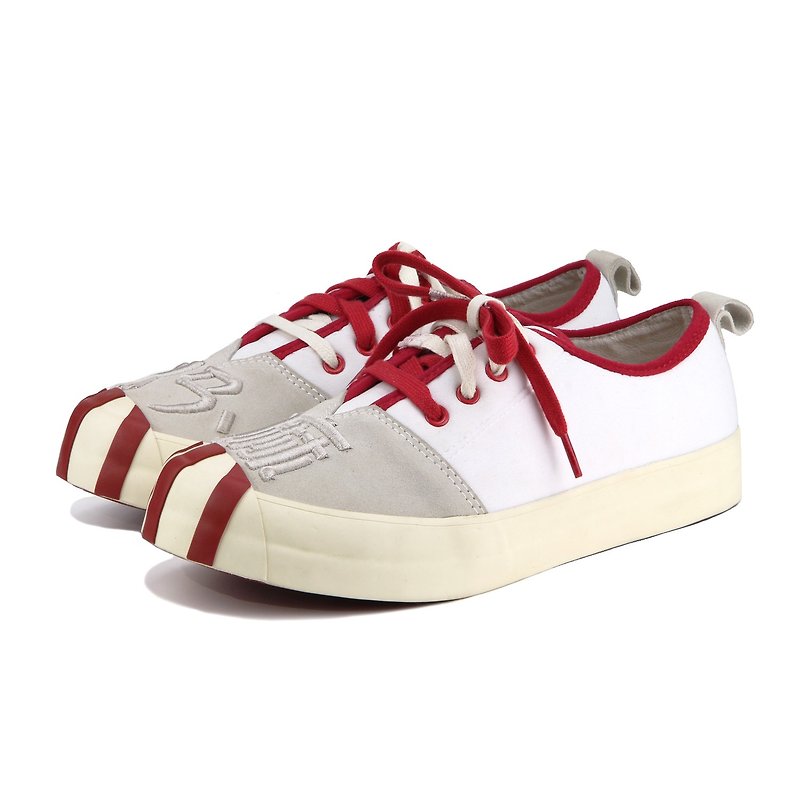 Leather Sneaker Gan Ma M1177 WhiteRed - Men's Casual Shoes - Genuine Leather White