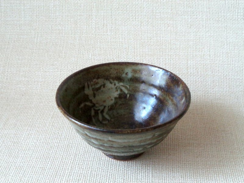 盌 抜絵 蟹紋b - 碗 - 陶 黑色