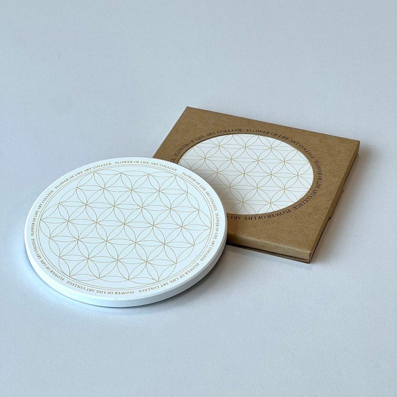 Flower of life coaster (infinity white) - อื่นๆ - เครื่องลายคราม ขาว