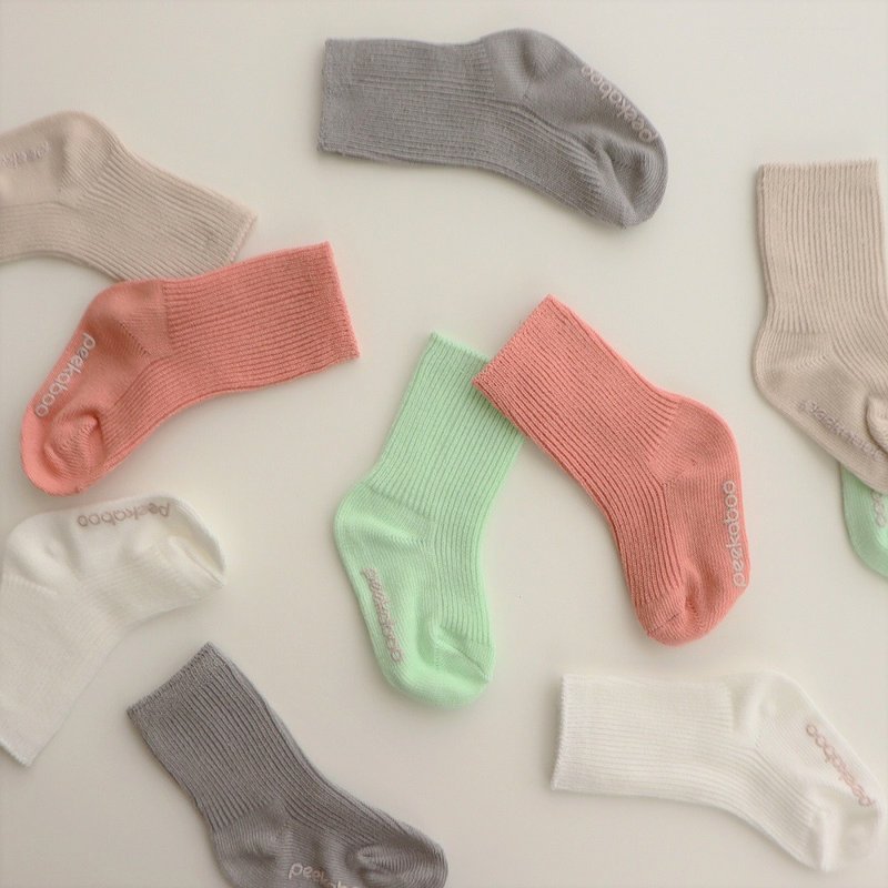 Korean baby casual non-slip socks set (1 set of 5 pairs) - Baby Socks - Cotton & Hemp 