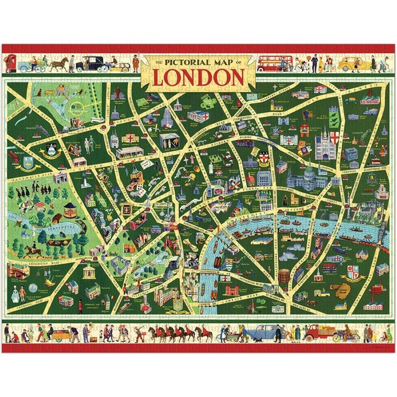 Cavallini & Co. Round Jar 1000 Piece Jigsaw Puzzle_London Map - เกมปริศนา - กระดาษ หลากหลายสี