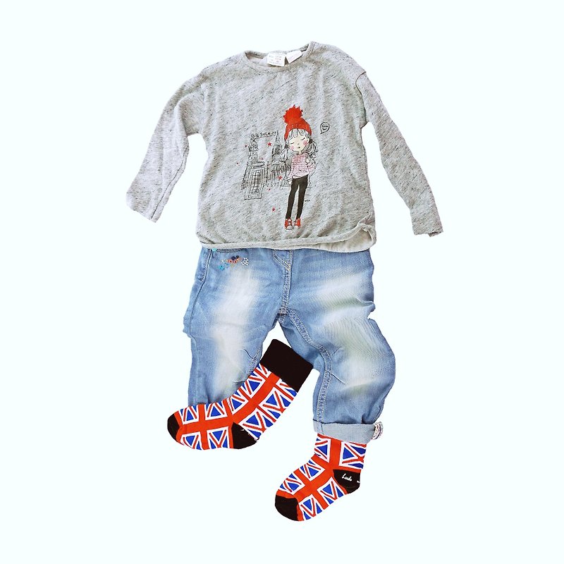 英倫風童襪 - Admiral, Union Jack 英國旗 - 復古風格襪子 - 其他 - 棉．麻 紅色