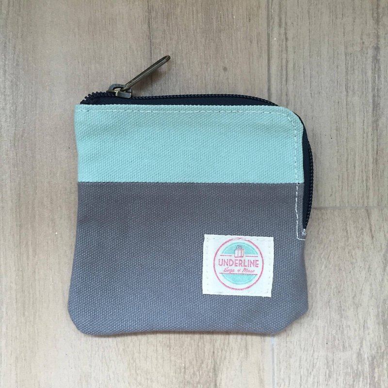 New small mint/grey wallet with convenient interior card slots - Coin Purses - Cotton & Hemp Green